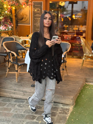PULL CROCHET NOIR
