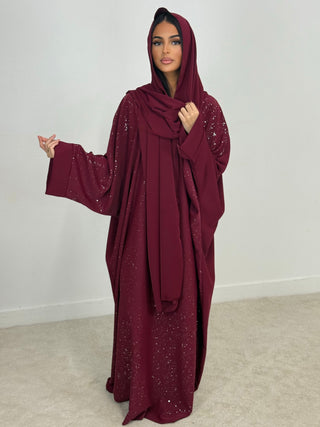 ABAYA VOILE INTÉGRÉ BORDEAU