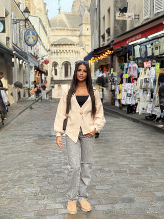 PULL CROISÉ BEIGE