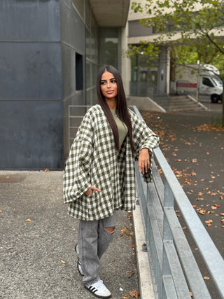 VESTE CARREAUX KAKI