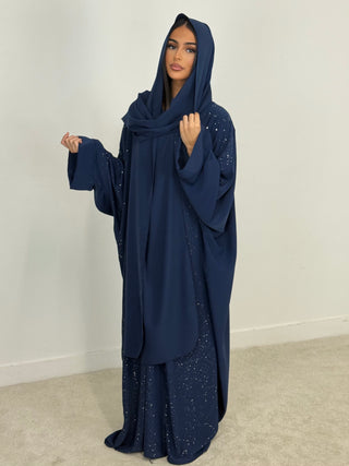 ABAYA VOILE INTÉGRÉ BLEU NUIT