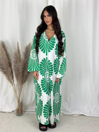 ROBE FLEURIE VERT