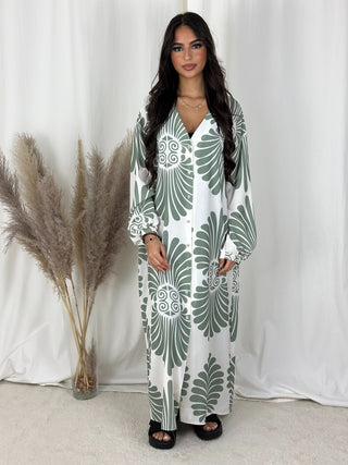 ROBE FLEURIE VERT D'EAU